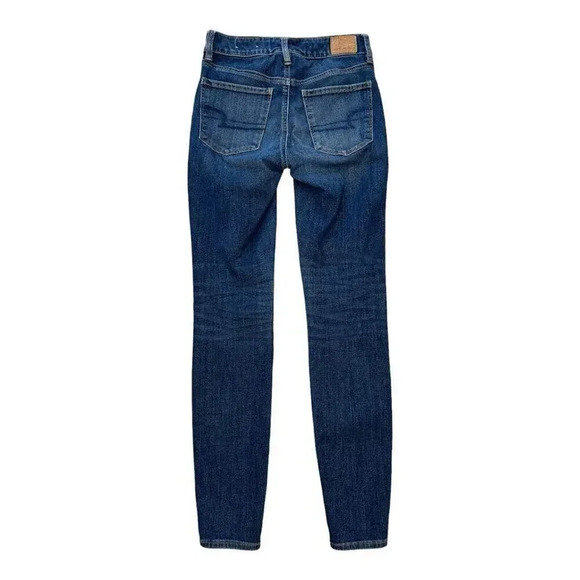 American Eagle Women's High Rise Distressed Jeggings Size 2 Blue Dark Wash - Picture 2 of 6
